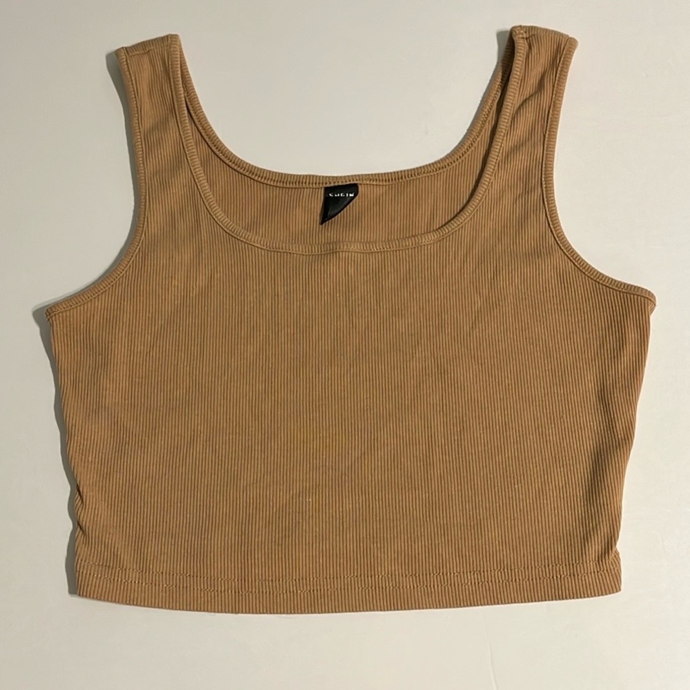 SHEIN Camel Ribbed Tank Top